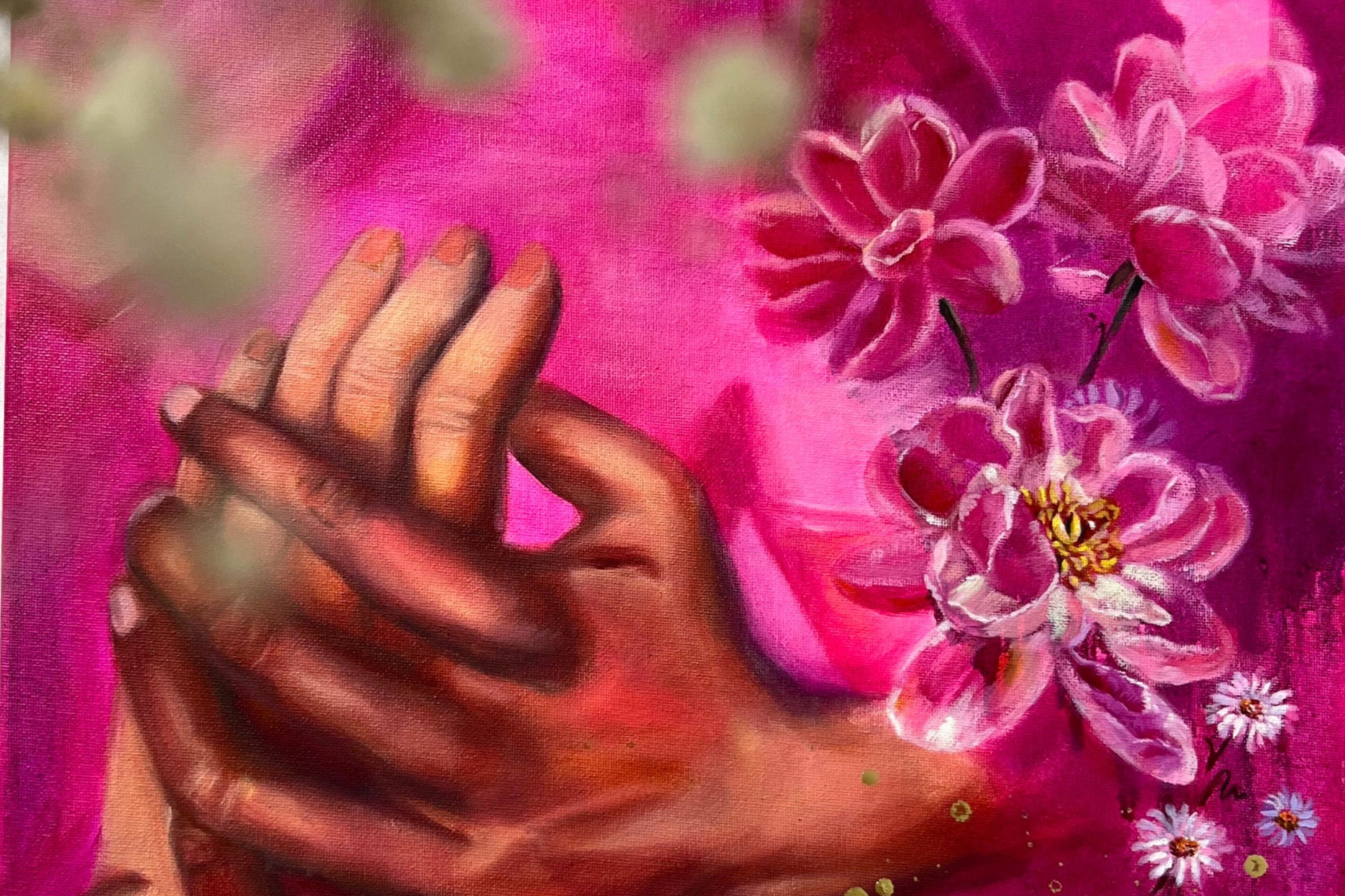 "Written on my Heart" 40x40cm Mixed Media & Ölgemälde