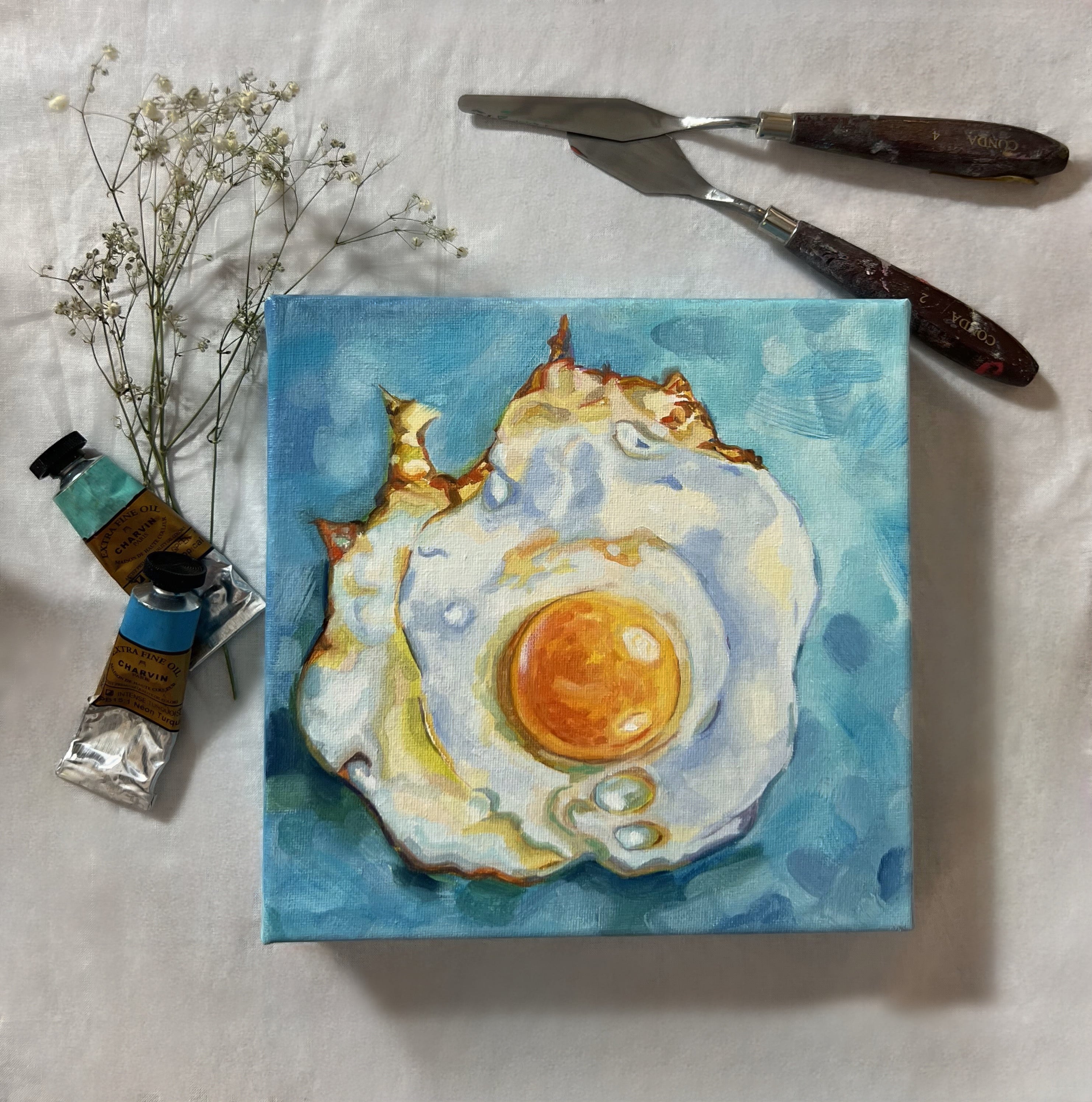 "Eggtastic" 20x20cm Ölgemälde