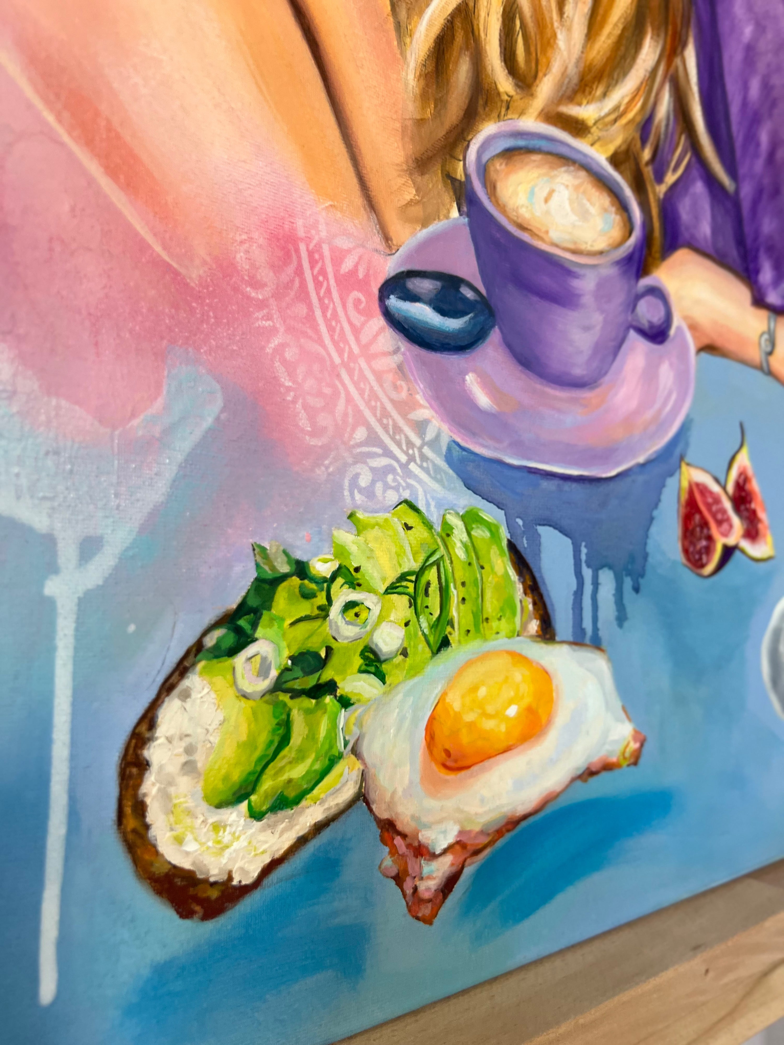 "Sunday Breakfast" 60x80cm Mixed Media & Ölgemälde